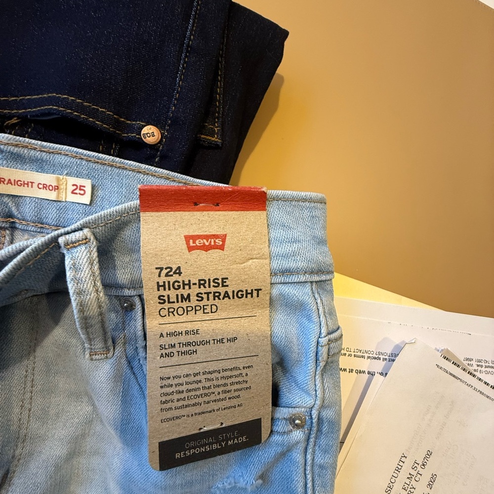 Levi's Light Blue and Dark Blue High-Rise Slim Straight Jeans